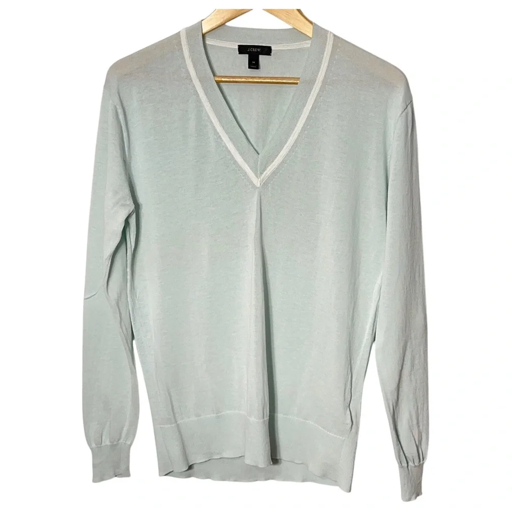 J Crew Mens Sweater Size Med Lightweight Pullover V Neck Fall Casual